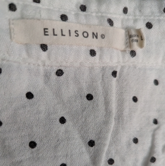 EUC polka dot tie-front cropped Ellison short sleeve gauzy cotton shirt - Picture 9 of 12